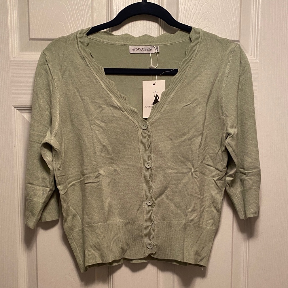 Eanuer Light Green Cropped Cardigan Sweater…size XXL